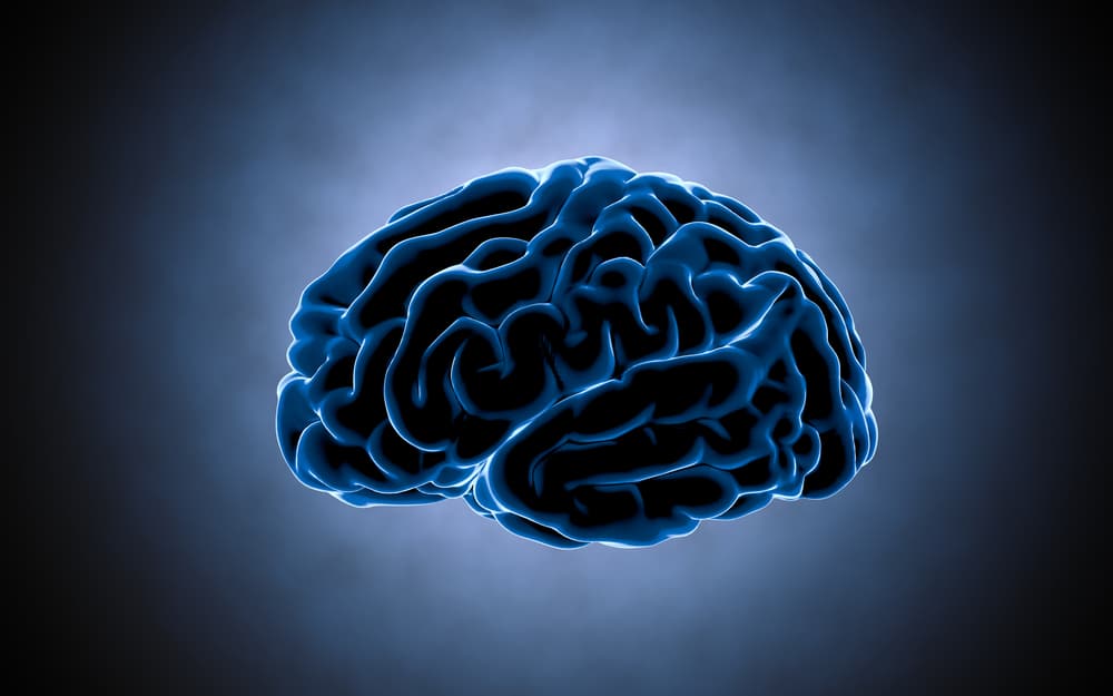 Graphic illustration of human brain on dark background