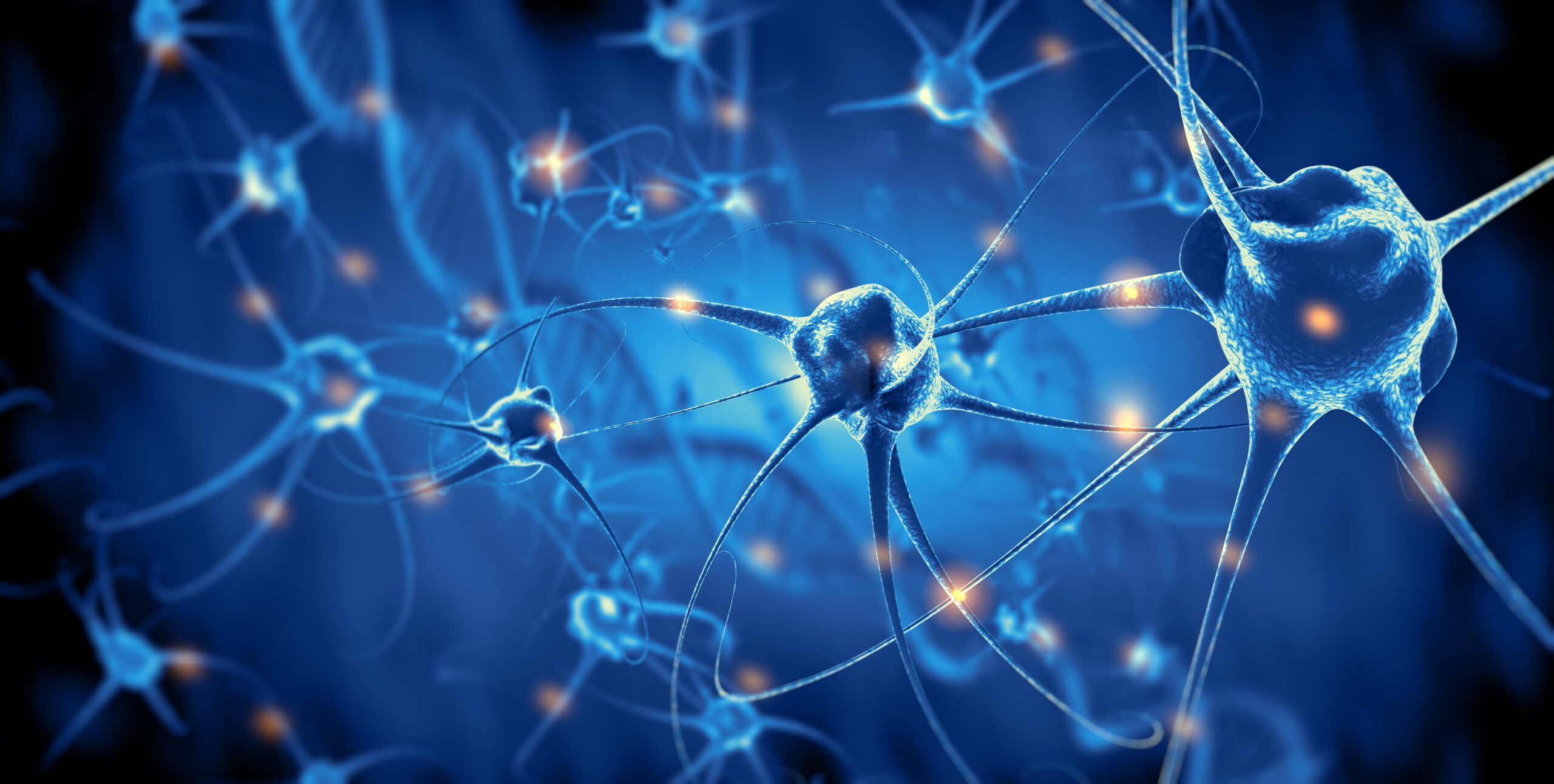 graphic illustration of blue neurons